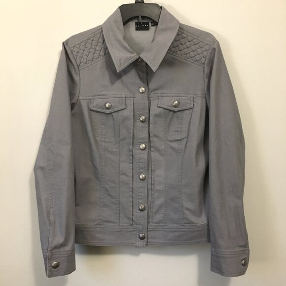 TRIBAL Clay Grey Braided Jean Jacket - Picture 1 of 15